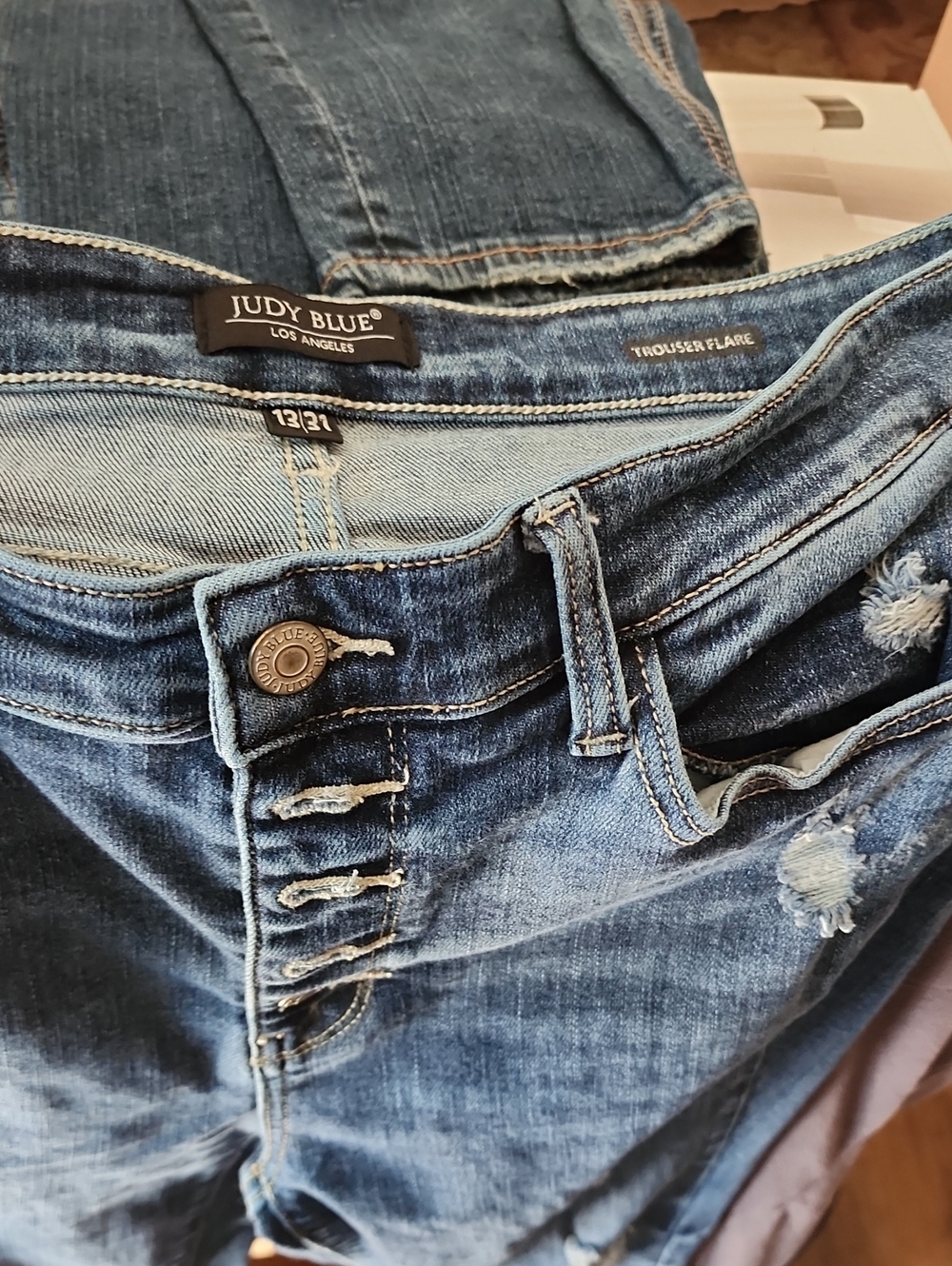 Judy Blue Distressed Medium Blue Flare Jeans